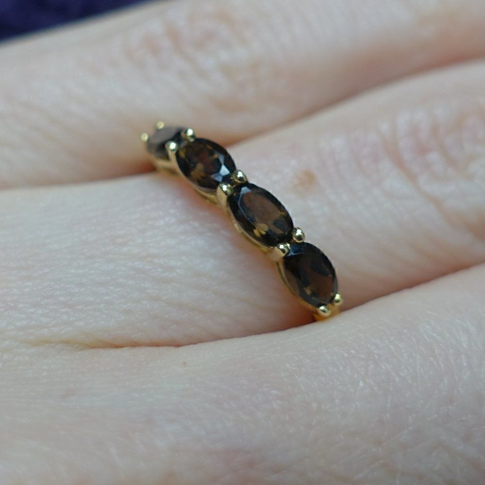 vintage smoky quartz marquis gold band